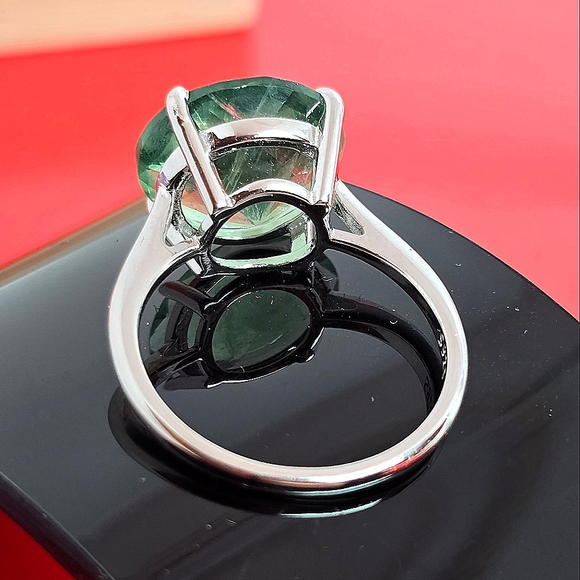 Natural Green Fluorite 925 Sterling Silver Ring SZ 6.75 - Picture 6 of 7